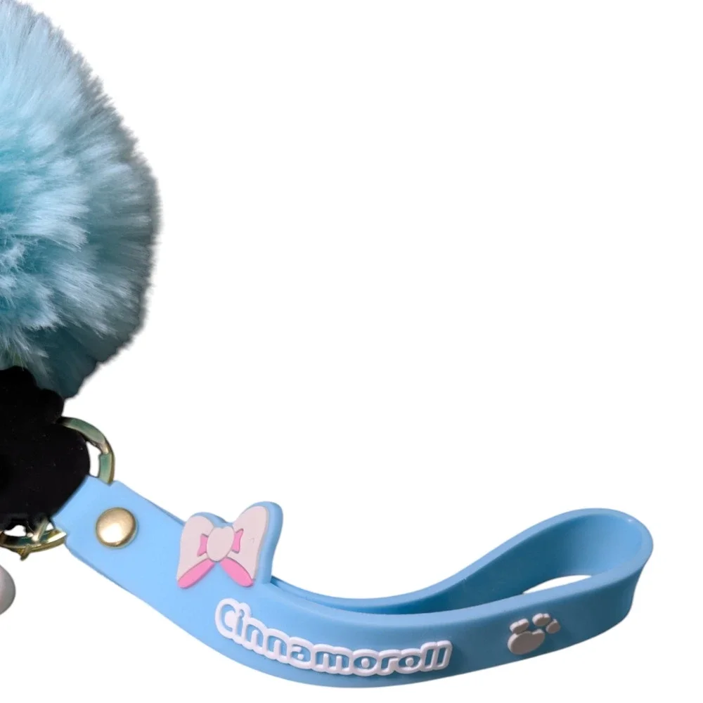 Hello Kitty And Friends - Cinnamoroll - Blue Fluffy PomPom Keychain - Brand New